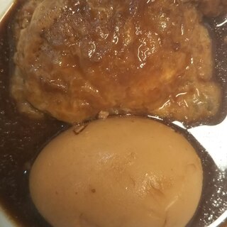 ゆで卵と油揚げの味噌煮